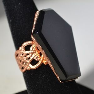TVD Black Obsidian Copper Coffin Ring